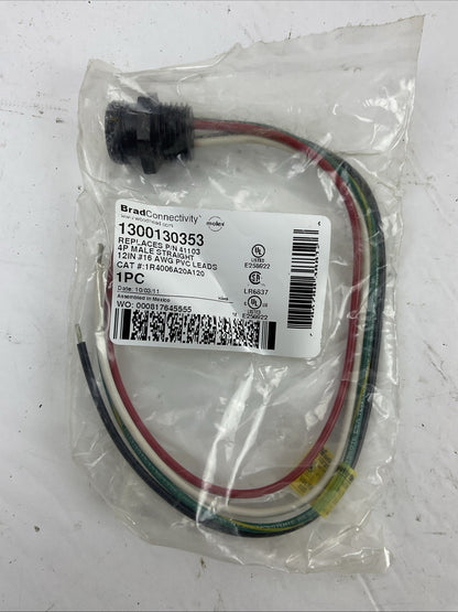 BRAD CONNECTIVITY 1300130353 4P MALE STRAIGHT CONNETOR REPLACES 41103 (LOT OF 2)