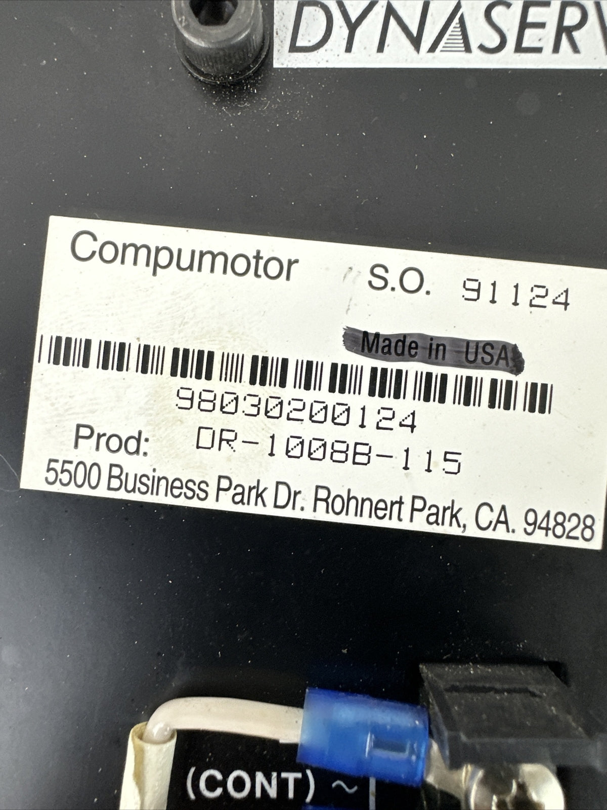 PARKER SR1008B62 COMPUMOTOR DYNASERV DR-1008B-115 DD SERVO ACTUATOR 115VAC