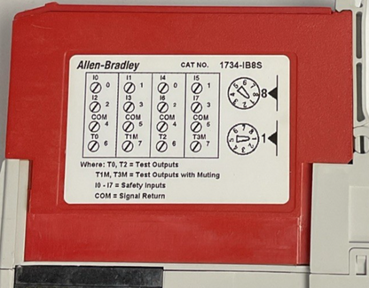 ALLEN BRADLEY 1734-IB8S SAFETY SINK INPUT MODULE SER.B 24VDC W/1734-TOPS SER.A