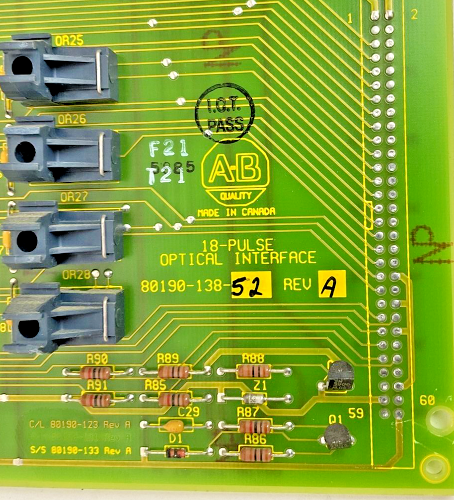 ALLEN BRADLEY 80190-138-52 OPTICAL INTERFACE 18-PULSE REV.A