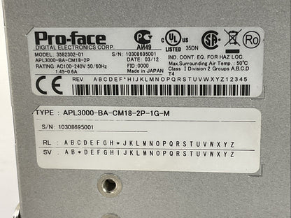 PRO-FACE APL3600-KA-CM18-2P-1G-XM250-M APL3000-BA-CM18-2P-1G-M APL3600-KFM