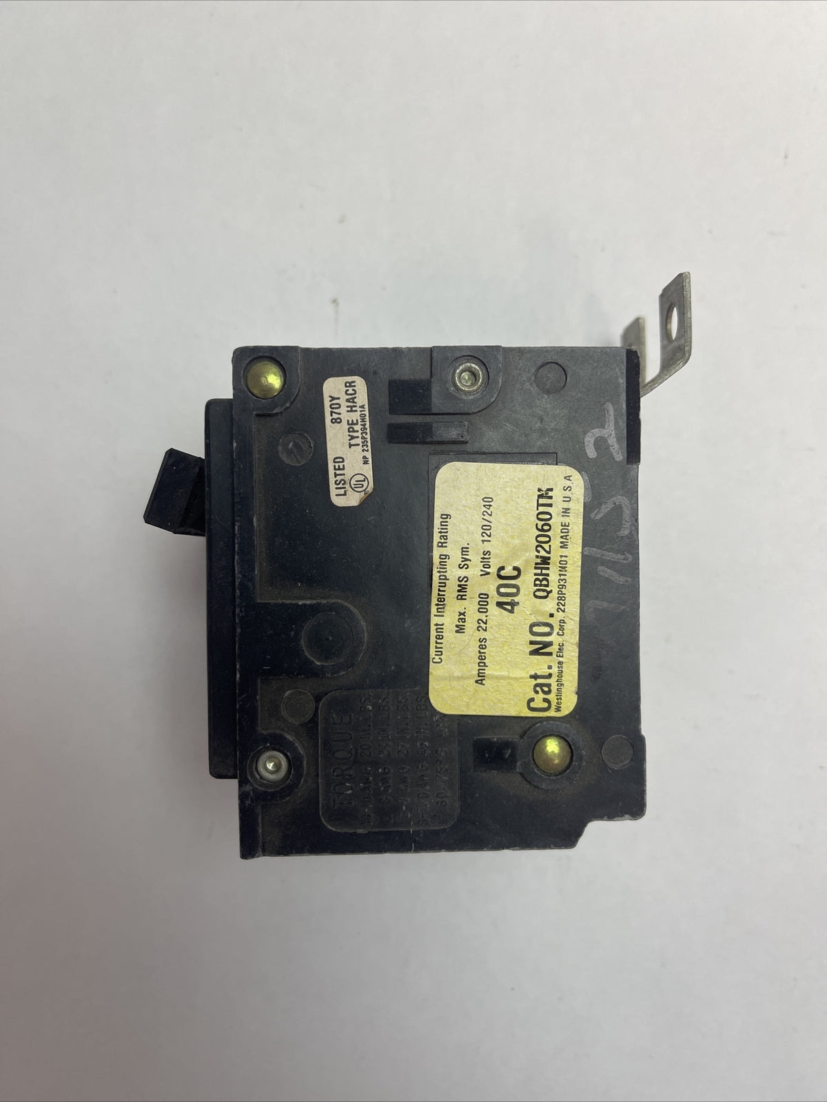 WESTINGHOUSE QBHW2060TM QUICKLAG CIRCUIT BREAKER 60AMP 120/240VAC 2POLE