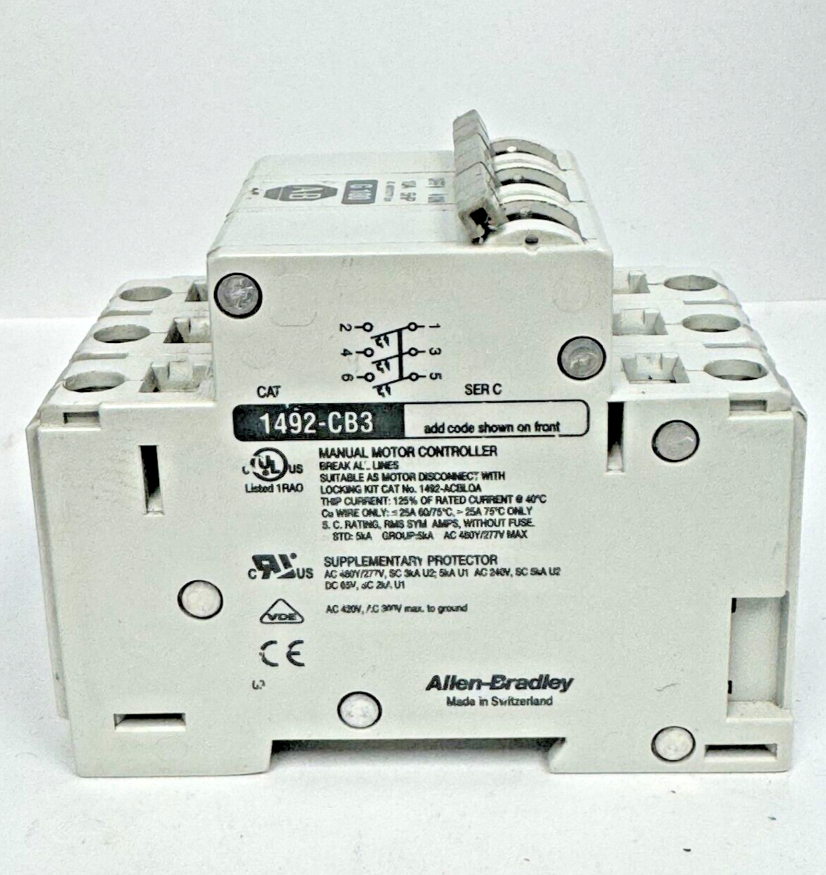 ALLEN-BRADLEY - 1492-CB3-G100 SER. C - MOTOR CONT.- 3P, 10 A, 277 V, 5 HP, 3PH