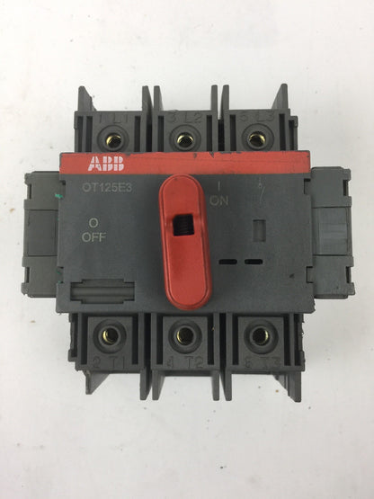 ABB OT125E3 GENERAL PURPOSE SWITCH 600 VAC 100 A W/2 OA1G01 AUXILIARY CONTACTS