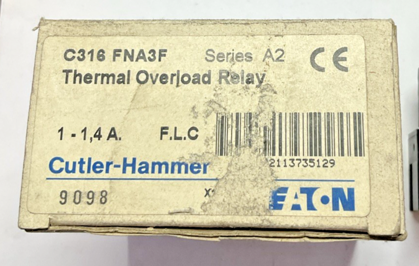 CUTLER HAMMER C316 FNA3F THERMAL OVERLOAD RELAY 1-1.4A SER.A2
