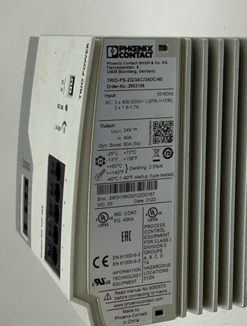 PHOENIX CONTACT TRIO-PS-2G/3AC/24DC/40 POWER SUPPLY 50-60HZ