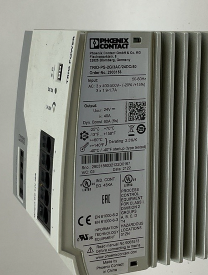 PHOENIX CONTACT TRIO-PS-2G/3AC/24DC/40 POWER SUPPLY 50-60HZ