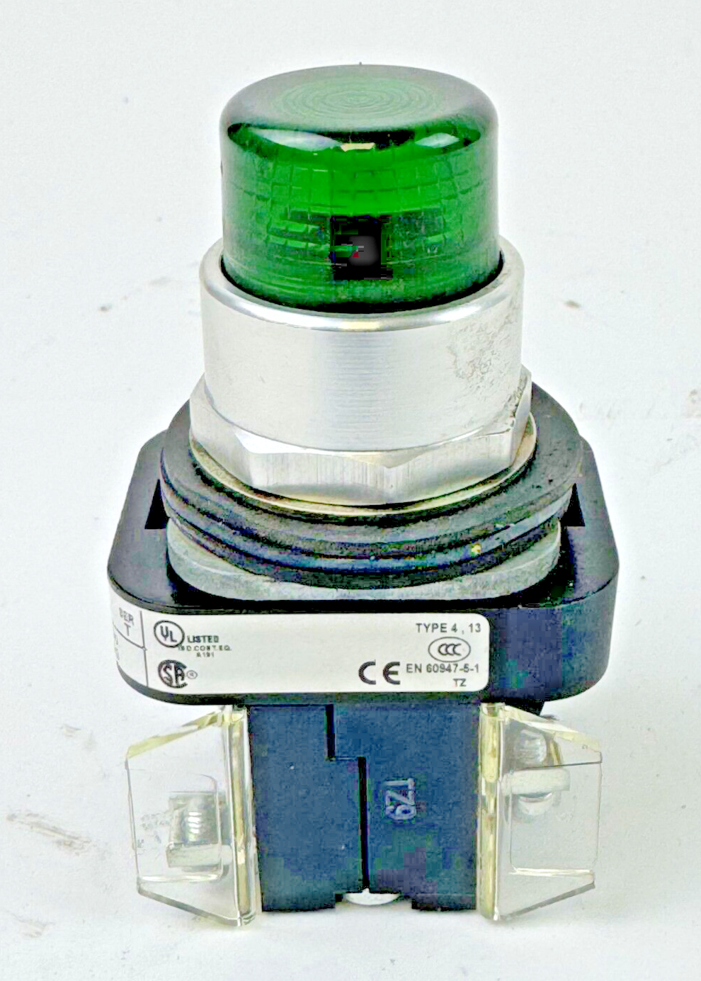 ALLEN-BRADLEY - 800T-QBH24G SER. T - GREEN ILLUMINATED PUSH BUTTON W/ BLOCK