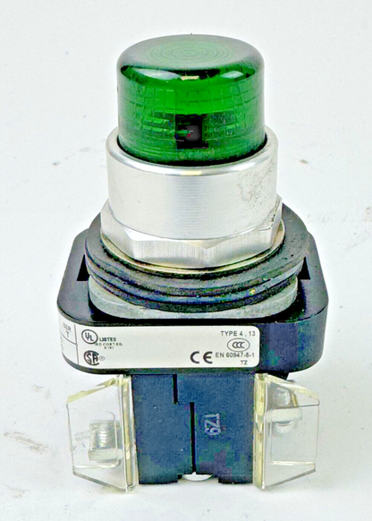 ALLEN-BRADLEY - 800T-QBH24G SER. T - GREEN ILLUMINATED PUSH BUTTON W/ BLOCK