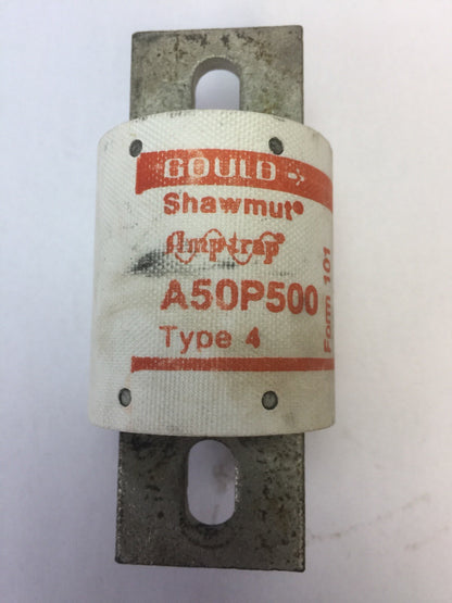 GOULD SHAWMUT AMPTRAP A50P500 FUSE 500 AMP 500VAC TYPE 4 FORM 101