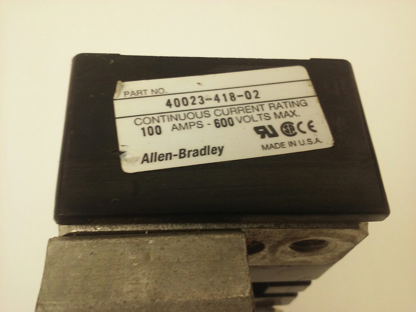 ALLEN BRADLEY 40023-418-02 FUSE BLOCK, 3P, 100A, 600V,4002341802,MISSING 3 BOLTS