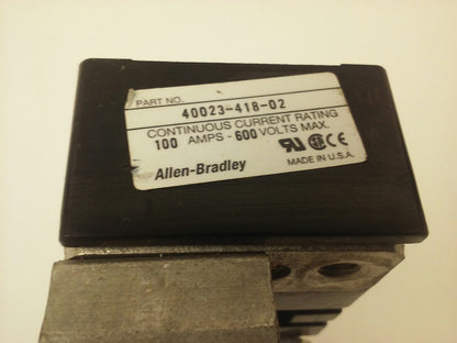 ALLEN BRADLEY 40023-418-02 FUSE BLOCK, 3P, 100A, 600V,4002341802,MISSING 3 BOLTS