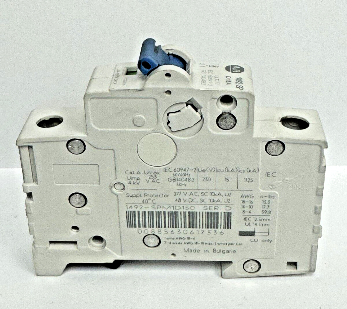ALLEN-BRADLEY - 1492-SPM1D150 SER. D - CIRCUIT BREAKER - 1 P, 15 A, 277 V