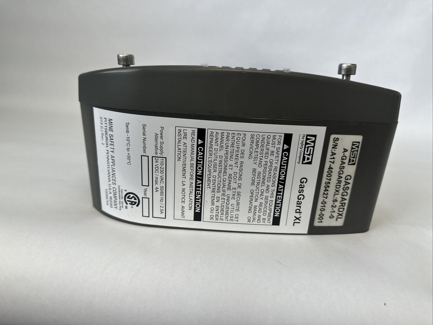 MSA A-GASGARDXL:6-2-1-0 GAS MONITORING CONTROLLER 110-230VAC 2.5A 24VDC 4A