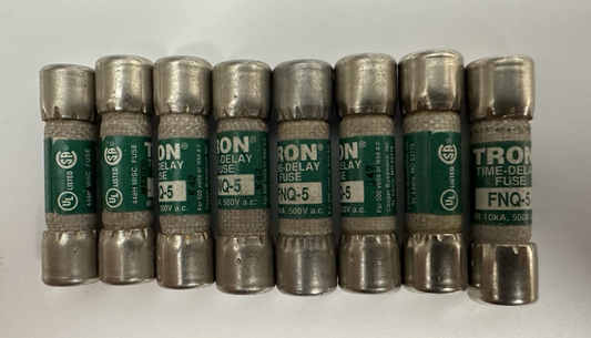 BUSSMANN TRON FNQ-5 TIME DELAY FUSE 5 A 500V *LOT OF 8*