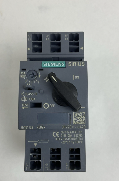 SIEMENS 3RV2011-1JA20 SIRIUS MOTOR PROTECTOR CIRCUIT BREAKER 7-10A 600V
