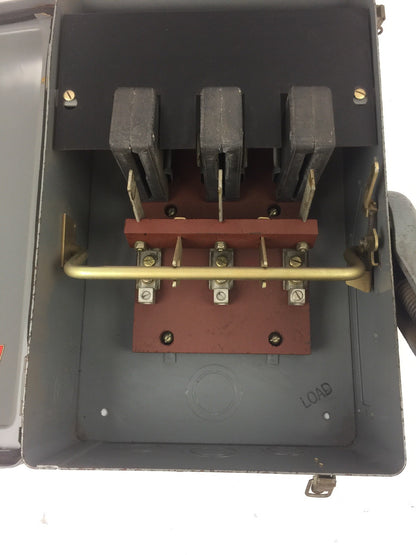 WESTINGHOUSE AHU363 HEAVY DUTY SAFETY SWITCH 600 VAC 100 AMP NEMA 1A
