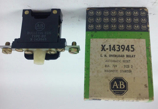 ALLEN BRADLEY X-143945 LH OVERLOAD RELAY, AUTOMATIC RESET, SIZE 2, NEW