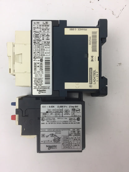 TELEMECANIQUE LC1D09BL CONTACTOR LRD04 OVERLOAD RELAY LAD4TBDL 24V