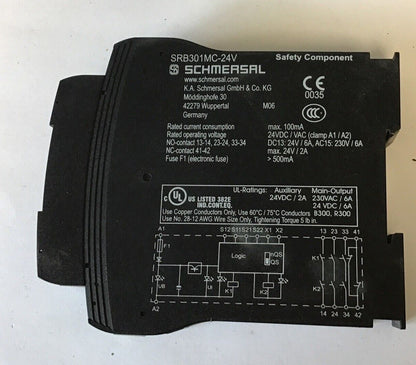 SCHMERSAL SRB301MC-24V SAFETY RELAY 24VDC/VAC MISSING FRONT COVER