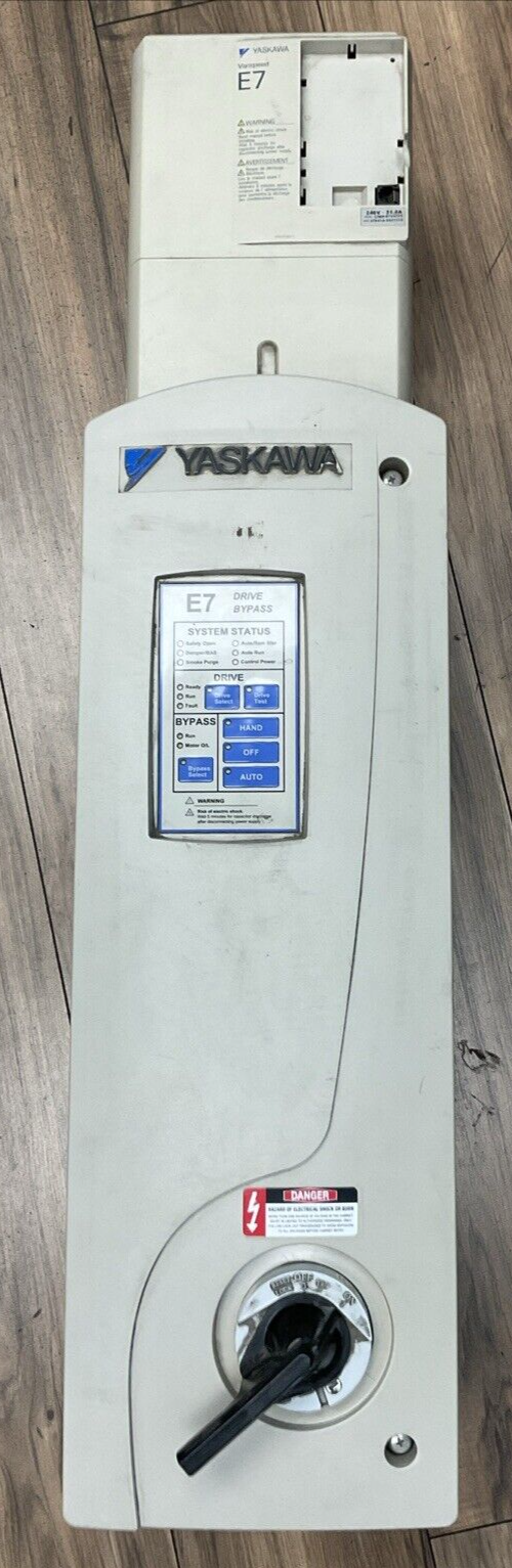 YASKAWA E7NVD024CGXY3 E7 DRIVE BYPASS OUTPUT 0-200VAC 3PH 24.2A INPUT 200VAC 3PH