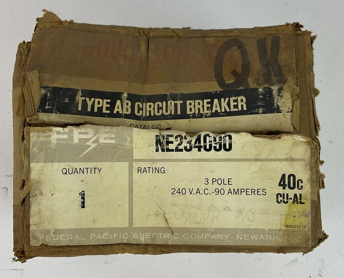FEDERAL PACIFIC NE234090 CIRCUIT BREAKER 3POLE 90A 240VAC 125/250VDC