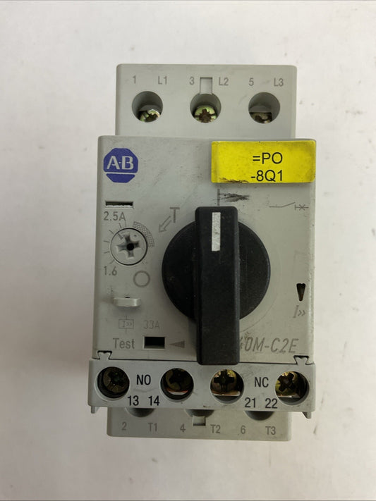 ALLEN BRADLEY 140M-C2E-B25 MOTOR CIRCUIT BREAKER SER B 1.6-2.5A TRIP