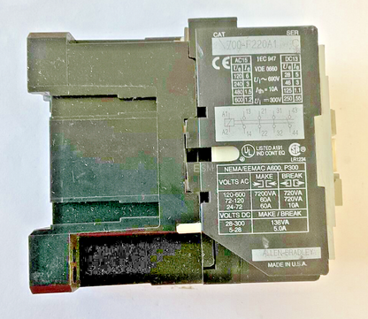 ALLEN BRADLEY 700-F220A1 CONTACTOR SER.C 120V