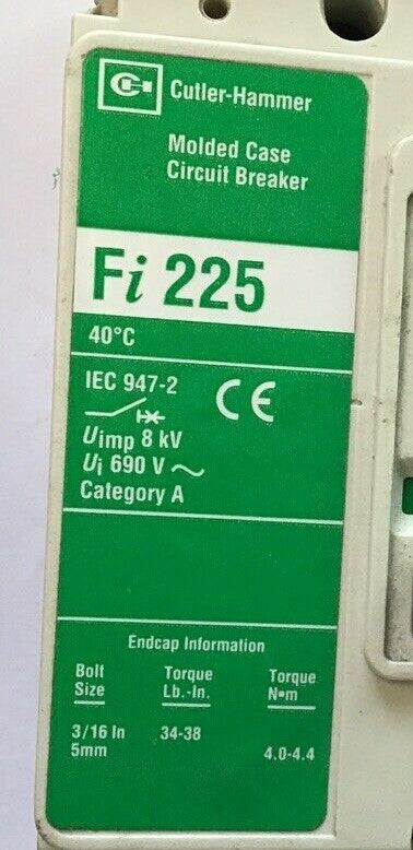 CUTLER HAMMER FI225 70A 480VAC/250VDC CIRCUIT BREAKER 50/60HZ