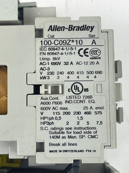 ALLEN BRADLEY - 193-EEBB SER. B RELAY & 100-C09Z*10 SER. A 25VDC & 100-FSD250 A