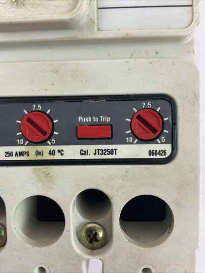 CUTLER HAMMER JDB3250C CIRCUIT BREAKER 250AMP 600VAC 3P STYLE JDB3250C JT3250T