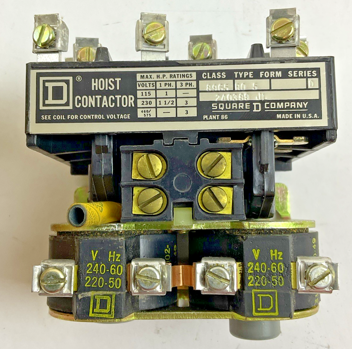 SQUARE D 8965 R0-5 AC REVERSING HOIST CONTACTOR 575V SER.D