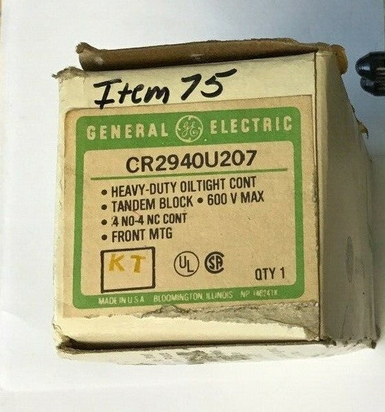 GENERAL ELECTRIC CR290U207 TANDEM BLOCK 600V 4N0-4NC NC CONT.