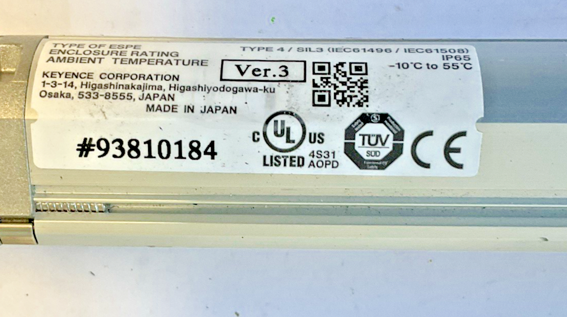 KEYENCE SL-V23F TRANSMITTER AND RECIEVER 24VDC 78MA VER.3 9.1MS TYPE4