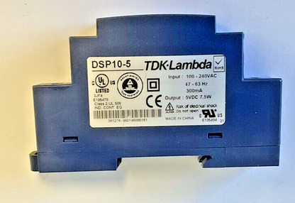 TDK-LAMBDA DSP10-5 POWER SUPPLY 240VAC 47-63HZ 5VDC 7.5W