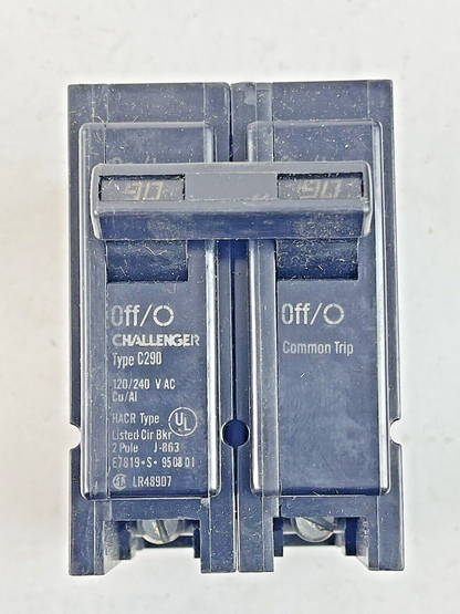 CHALLENGER *BOX OF 5* - C290 - 90A, 2 POLE TYPE C CIRCUIT BREAKERS, 120/240 VAC