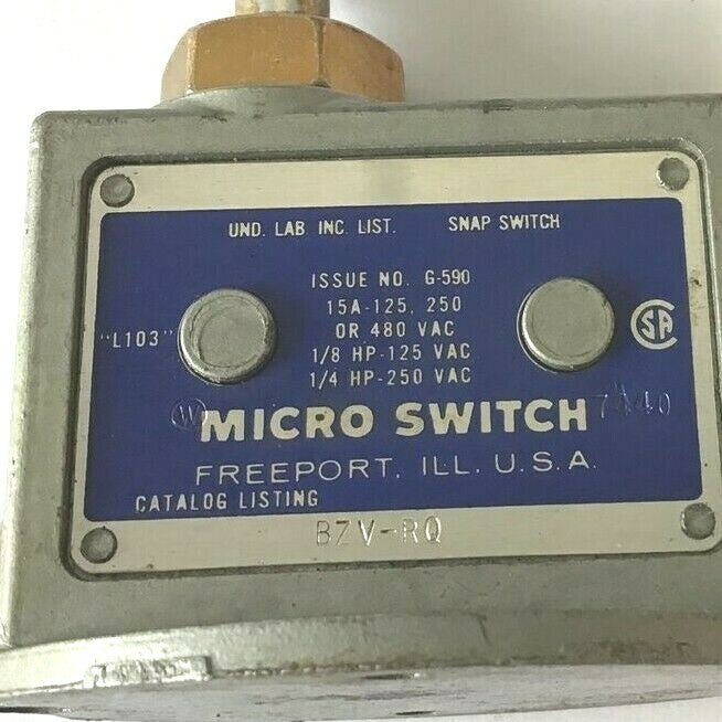 MICRO SWITCH BZV-RQ 250VAC 15A "L103" LIMIT SWITCH