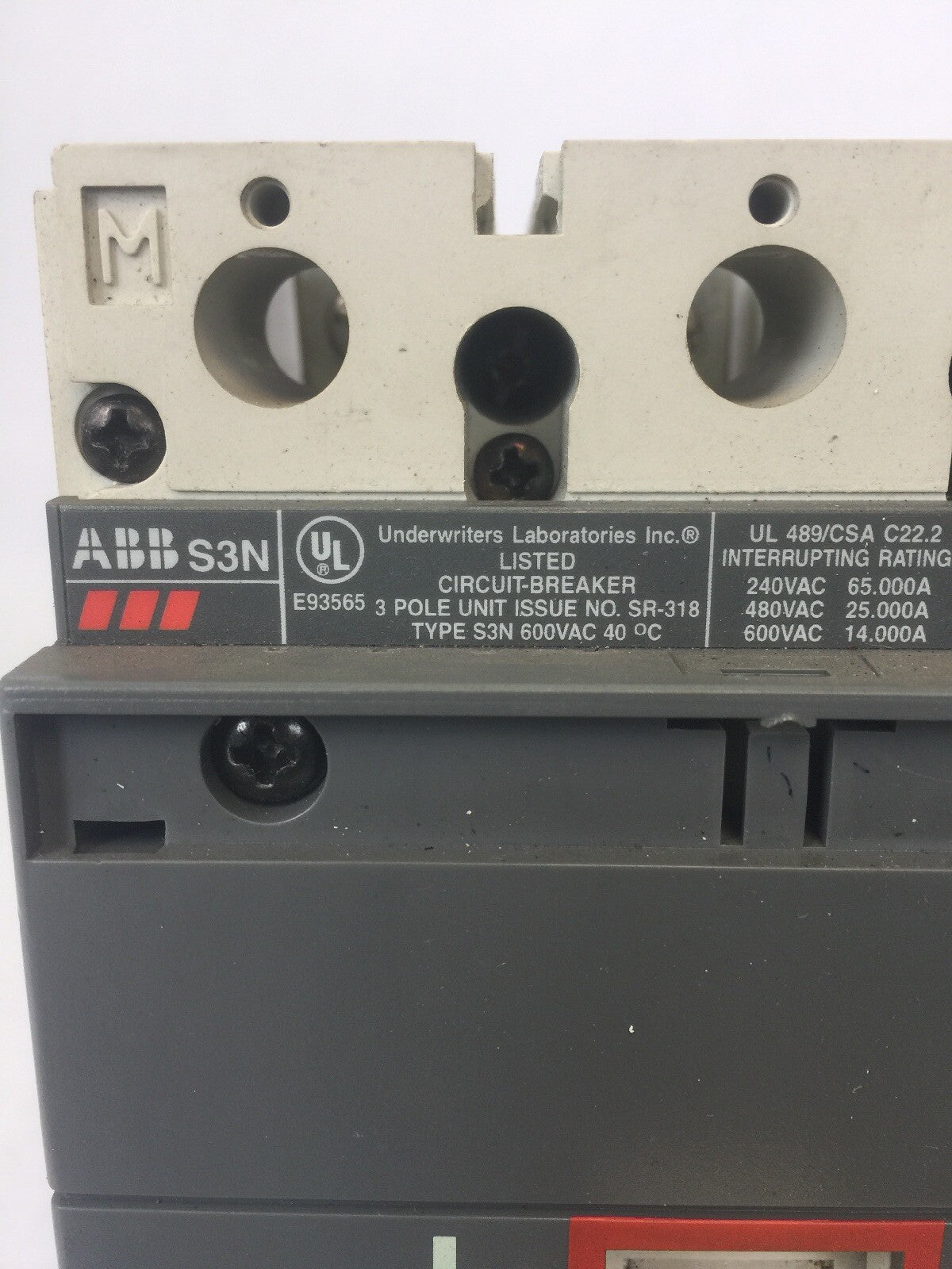 ABB S3N SACE S3 15A CIRCUIT BREAKER 600VAC 3 POLE