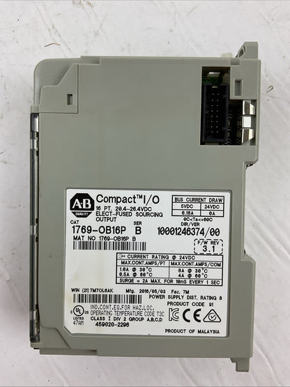 ALLEN BRADLEY 1769-OB16P SER B F/W REV 3.1 DIR/VER 10001246374/00 OUTPUT