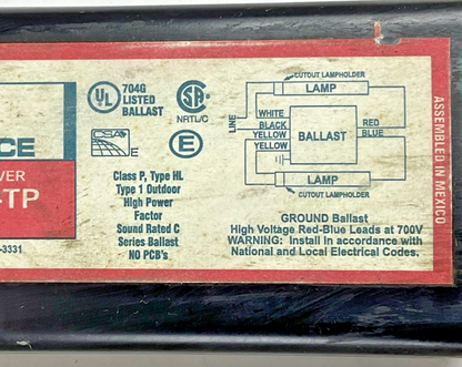 ADVANCED BALLAST V-2E75-S-2-TP 277V 60HZ MARK III SLIMLINE ENERGY SAVER