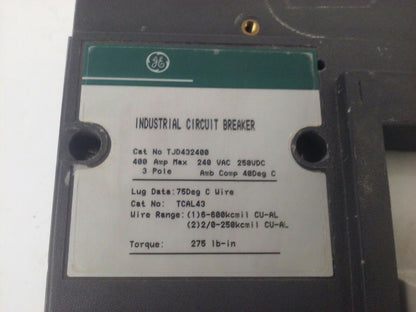 GENERAL ELECTRIC TJD432400 CIRCUIT BREAKER TRIP UNIT 400A 240VAC/250VDC 3P 22KA