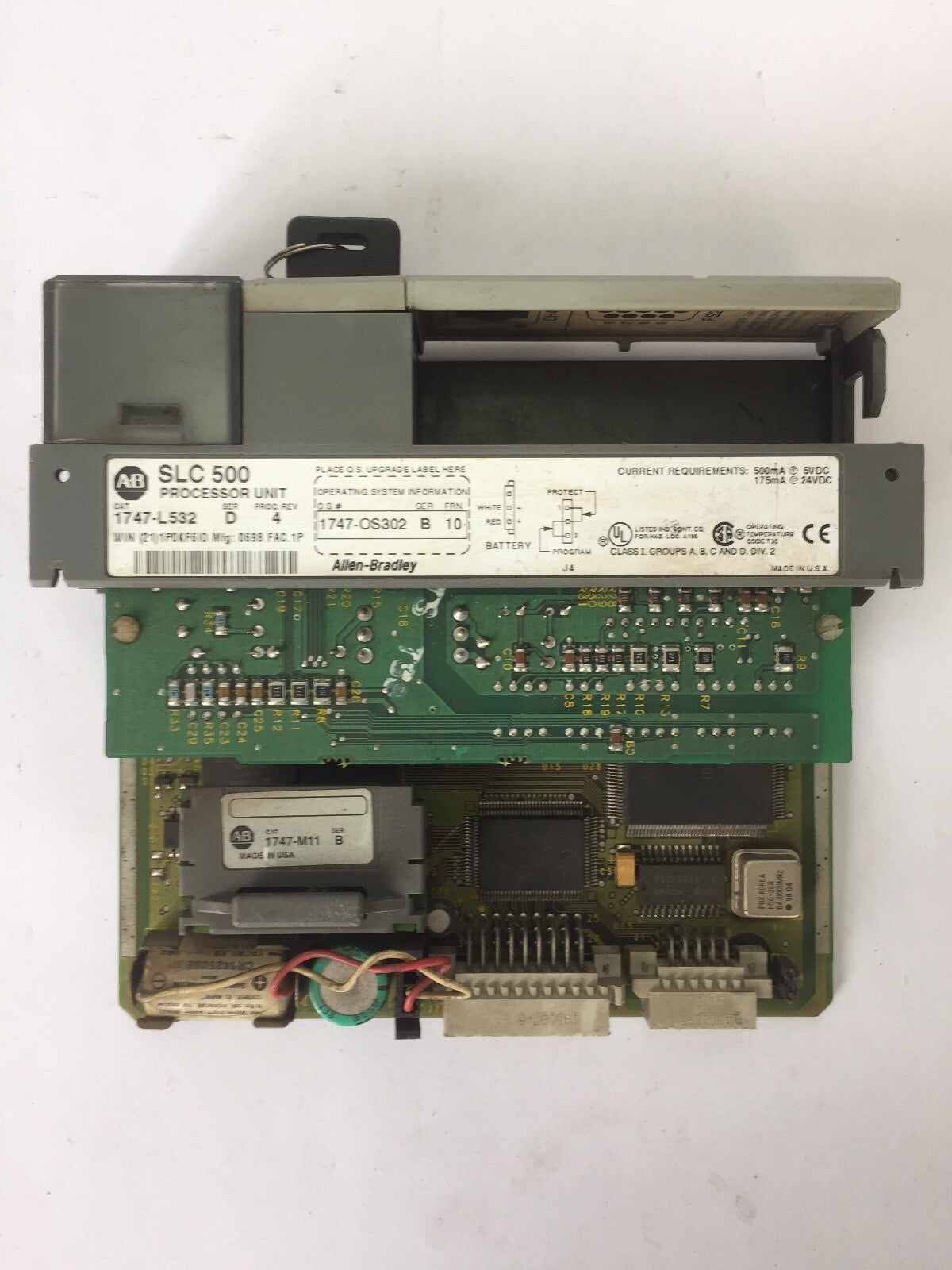 ALLEN BRADLEY 1747-L532 PROCESSOR UNIT 24VDC SER D PROC. REV 4 1747-M11 SER B