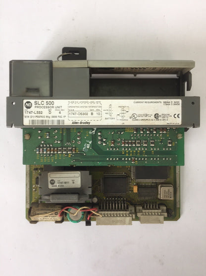 ALLEN BRADLEY 1747-L532 PROCESSOR UNIT 24VDC SER D PROC. REV 4 1747-M11 SER B