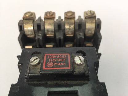 ALLEN BRADLEY 702BOE93 CONTACTOR 600VAC 30A SERIES K 71A86 COIL 120V 60HZ