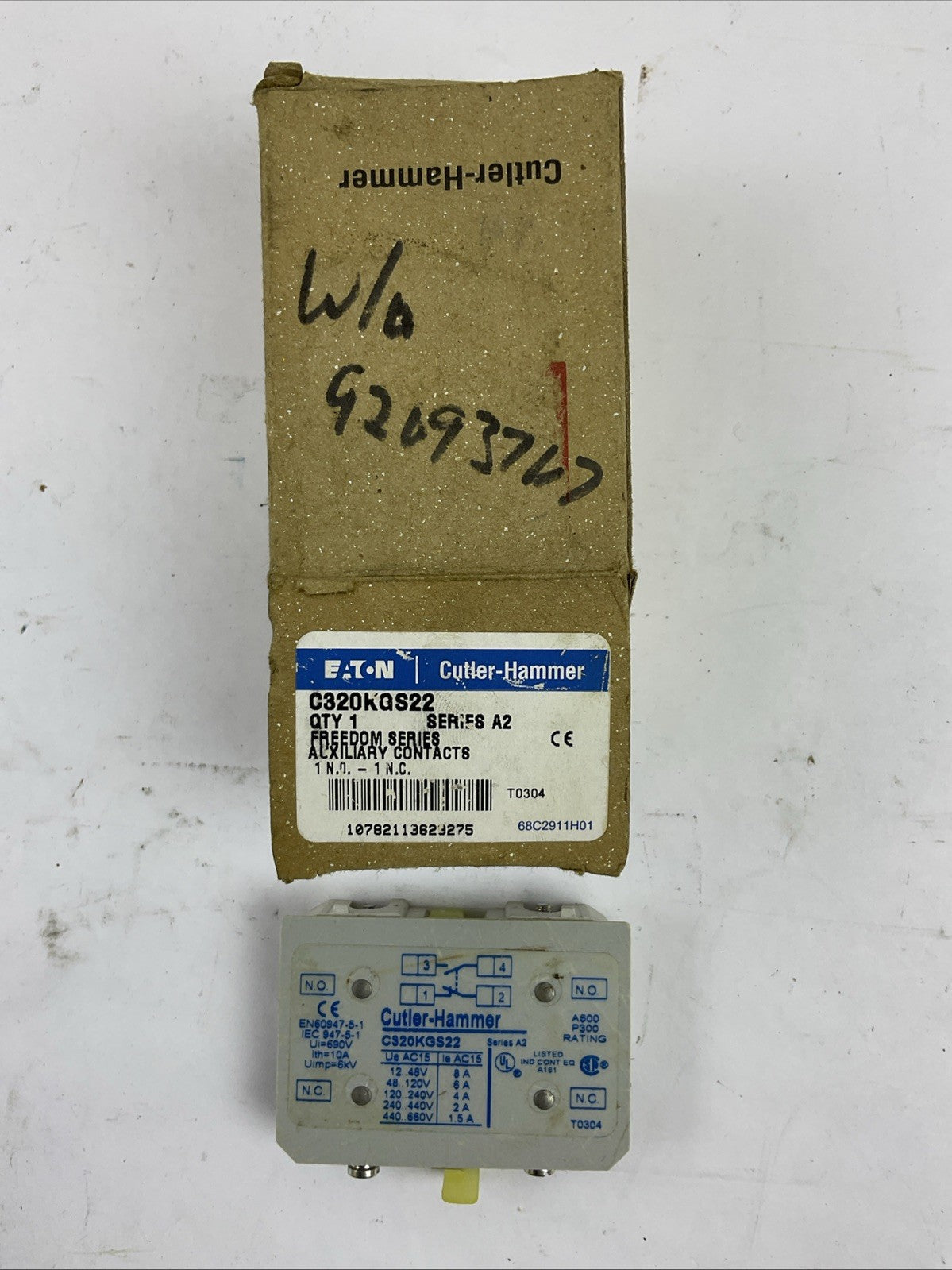 CUTLER HAMMER C320KGS22 SER A2 FREEDOM SERIES AUXILIARY CONTACTS 1 N.O-1 N.C.