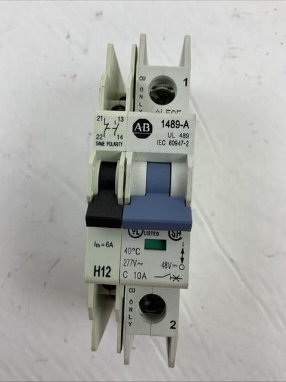 ALLEN BRADLEY 1489-A1C100 SER A CIRCUIT BREAKER 277VAC 10A 1489-ABH12(LOT OF  3)