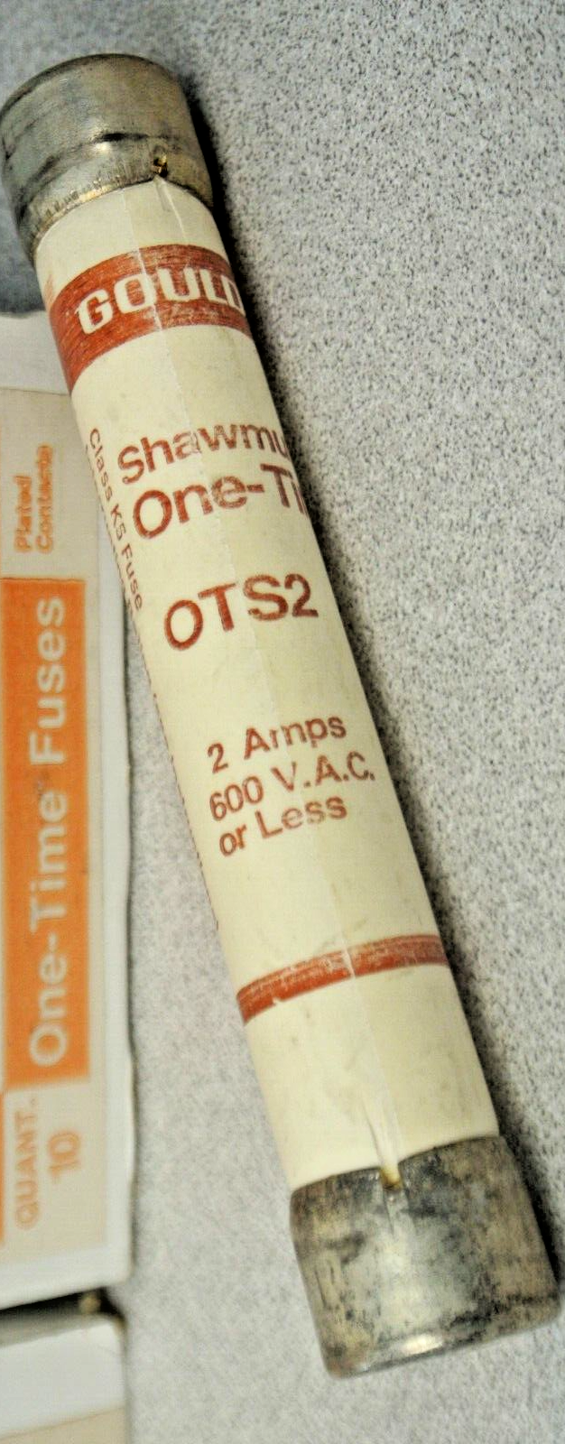 LOT of 10 / GOULD-SHAWMUT OTS2 ONE-TIME CLASS K5 FUSE / 2A / 600V / OTS-2