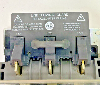 ALLEN BRADLEY 2100-IN012*-EN-P FUSIBLE DISCONNECT SWITCH 1494V-DS100/1494V-FS100
