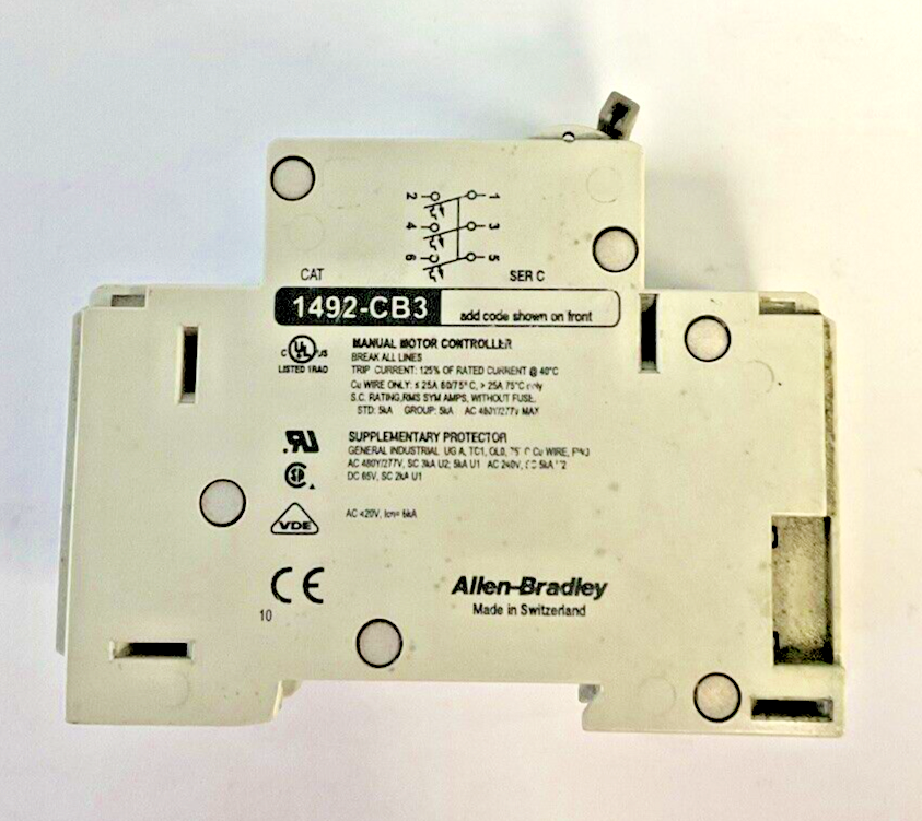 ALLEN BRADLEY 1492-CB3G400 40A 30HP MANUAL MOTOR CONTROLLER SER.C 480/277 3PH