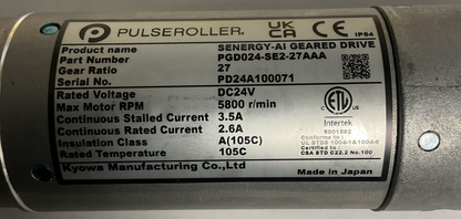 PULSEROLLER PGD024-SE2-27AAA 24V DC MOTORIZED CONVEYOR ROLLER MOTOR